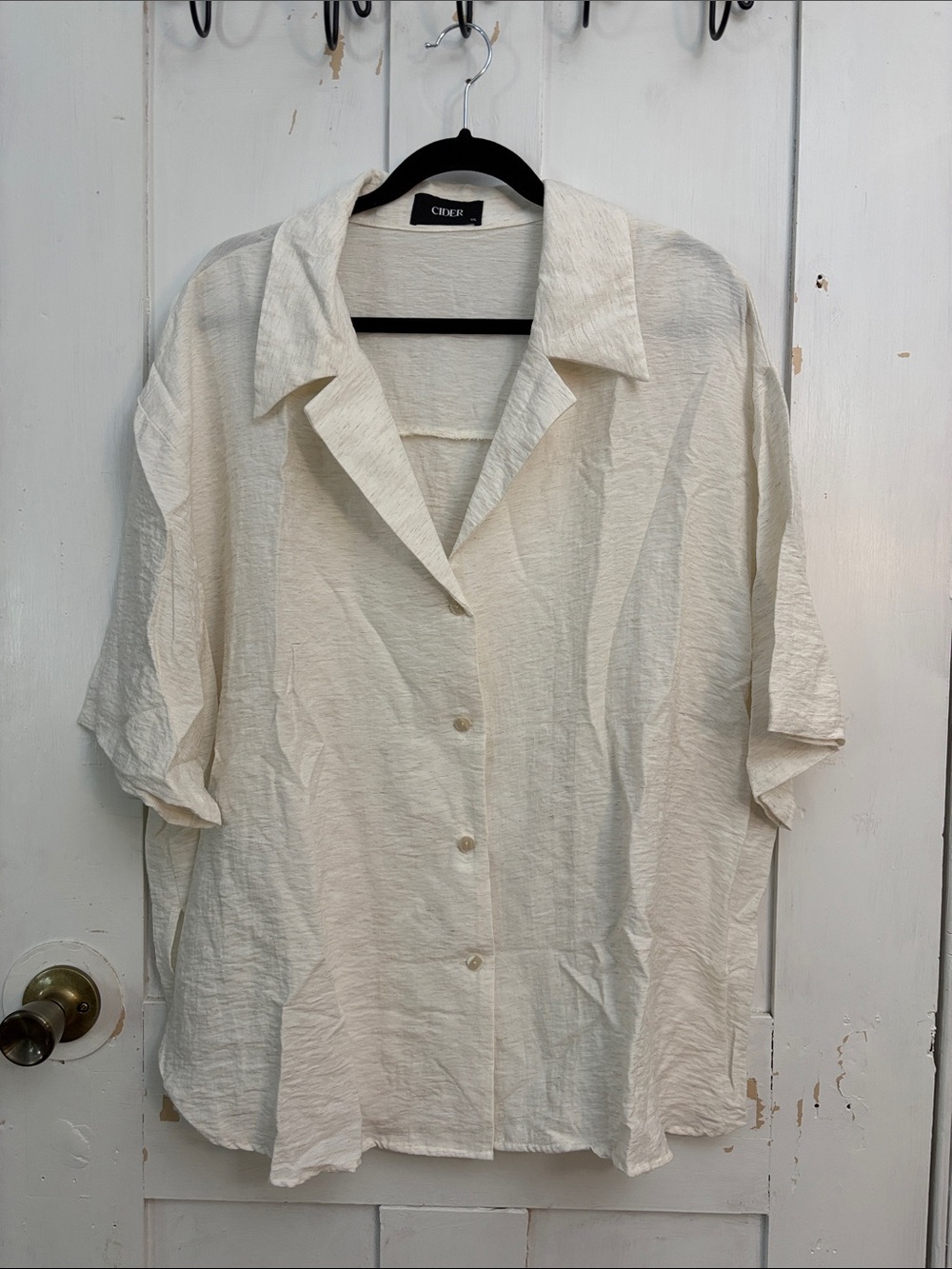 Linen blend button down